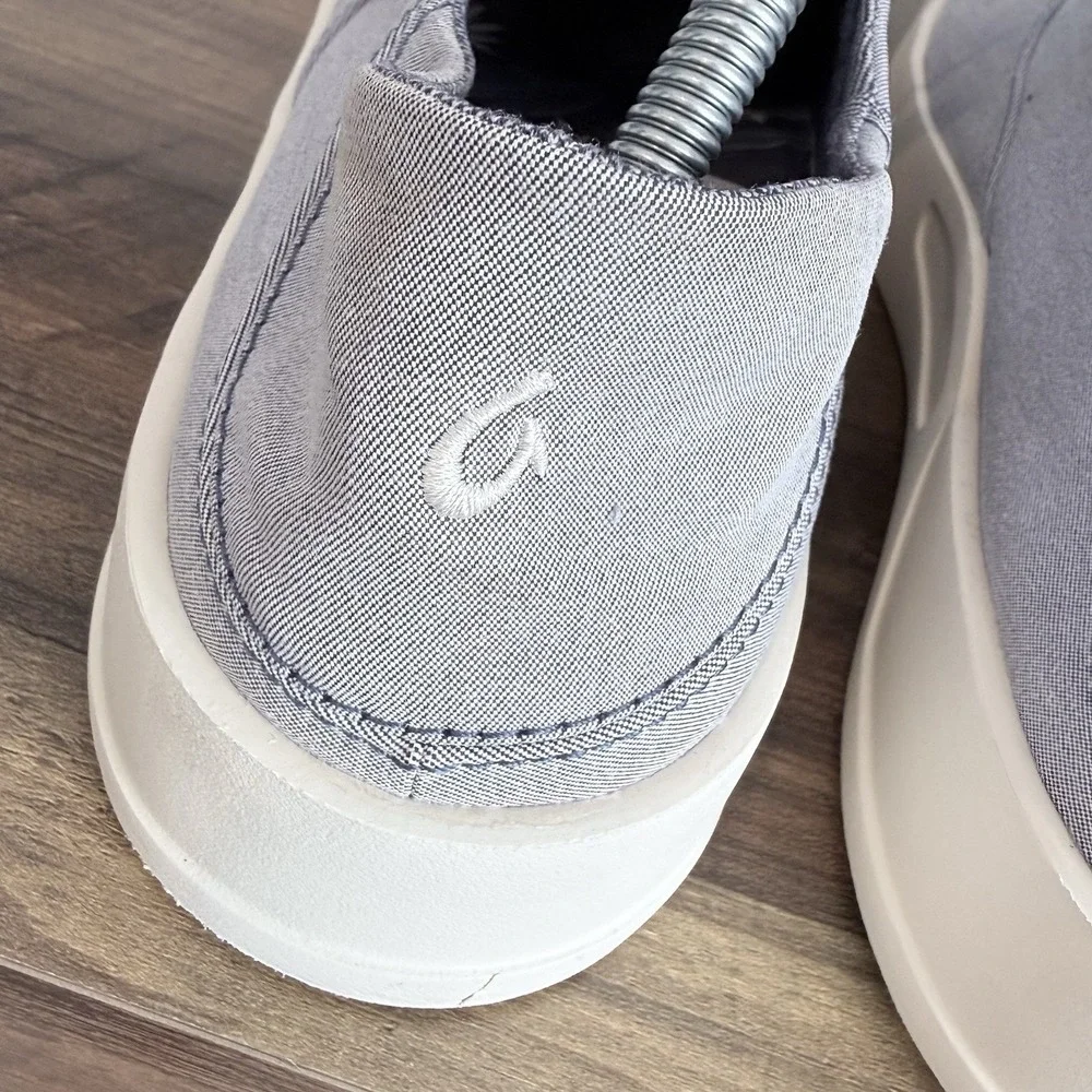 OluKai Men's Size 12 45 Shoes Tradewind Chambray Linen Lace Sneakers Blue